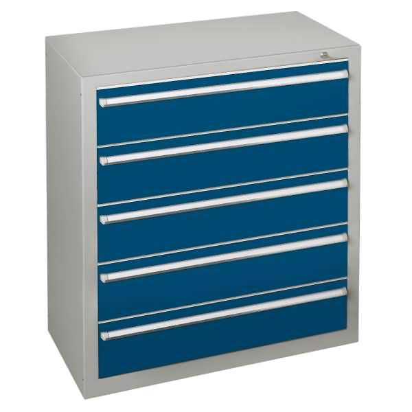 Schubladenblock 36285 110cm 5 Schübe lichtgrau/blau