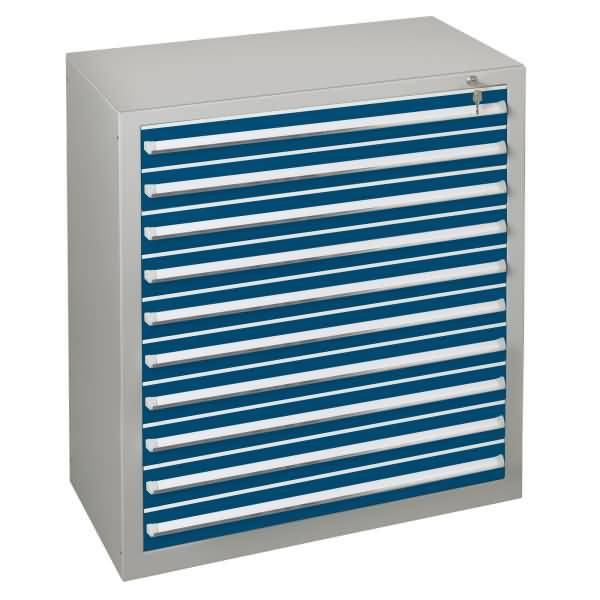 Schubladenblock 36287 110cm 10 Schübe lichtgrau/blau
