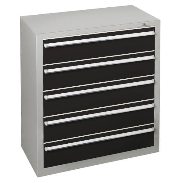 Schubladenblock 36316 110cm 5 Schübe lichtgrau/schwarz