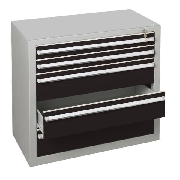 Schubladenblock 36319 90cm 2+3 Schübe lichtgrau/schwarz