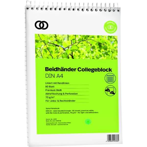 Kopfspiralblock oeco 1255 RC A4 80 Blatt liniert
