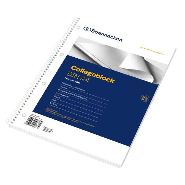 Collegeblock 2362 DIN A4 gelocht kariert 80 Blatt weiß