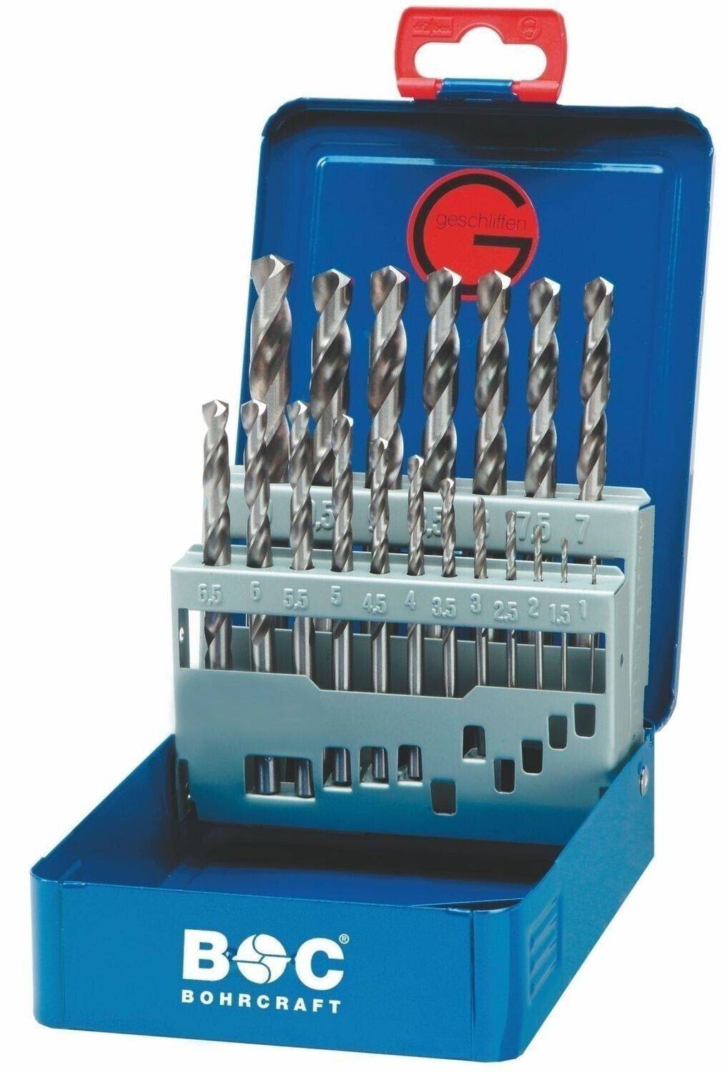 Bohrcraft Bohrer Set von 1-13 mm Metall-Kassette HSS-G Spiralbohrer 25-tlg Box