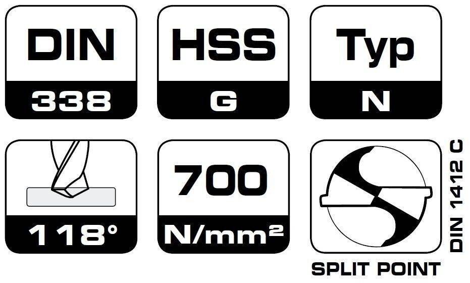 Bohrcraft Bohrer Set von 1-13 mm Metall-Kassette HSS-G Spiralbohrer 25-tlg Box