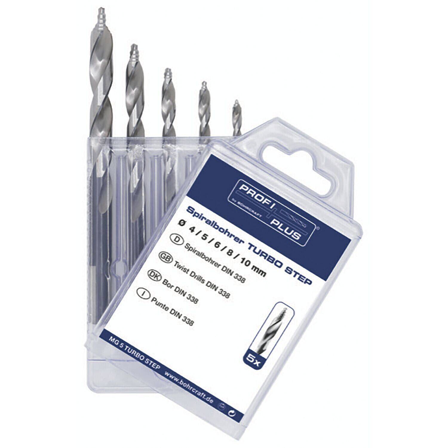 Bohrcraft Bohrer-Kassette Turbo Step KG13 DIN338 HSS-G ø 4-10 mm 5-teilig