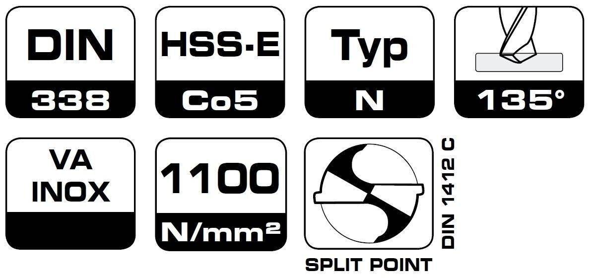 Bohrcraft Bohrer set Metall 70-teilig 1-10 mm für Edelstahl DIN338RN HSS Co5