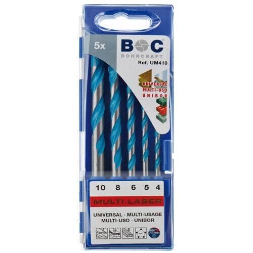 Bohrcraft Mehrzweckbohrer MULTI-Laser HM in Kunststoff-Kassette 4-5-6-8-10/5-tlg