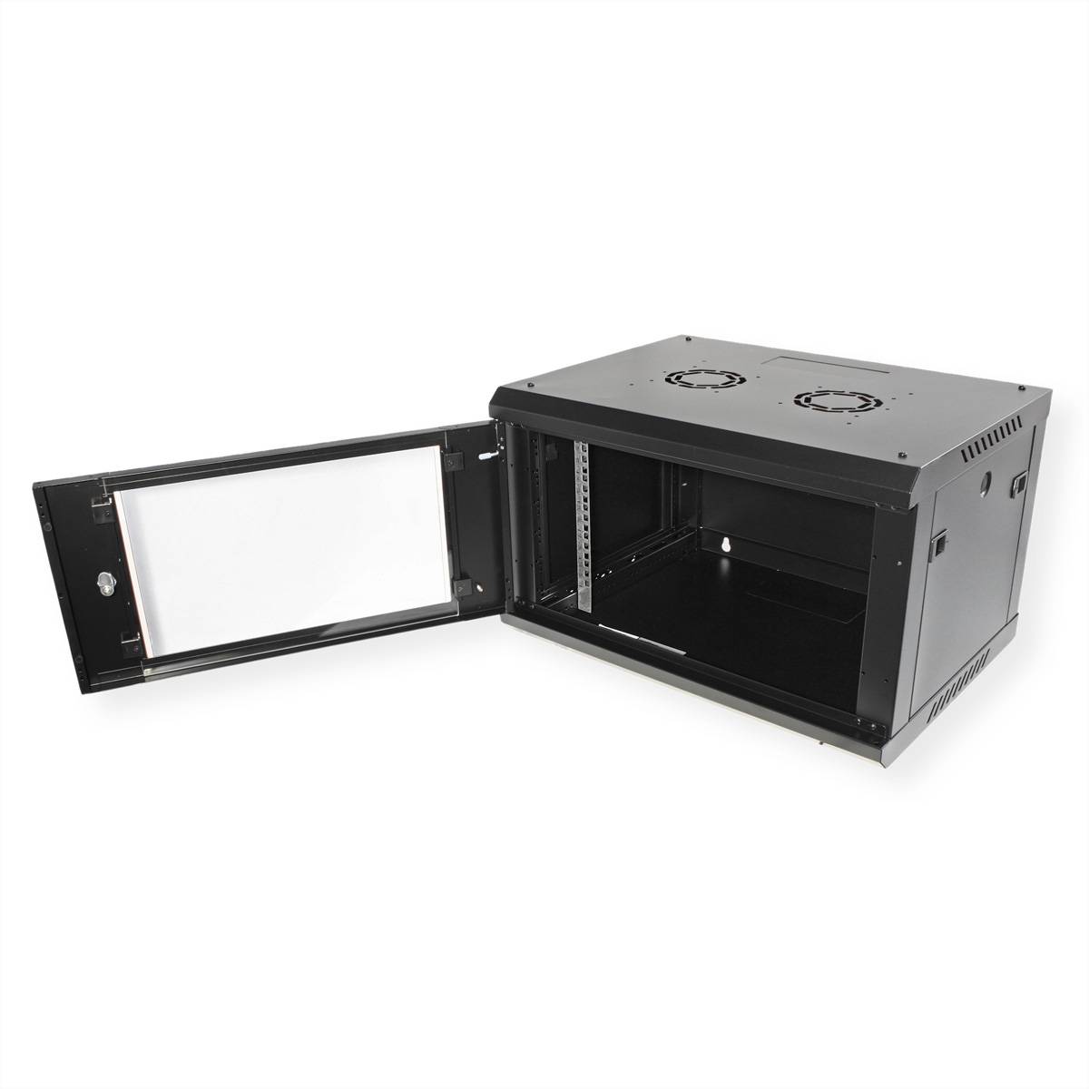 Roline Basic Plus - Gehäuse Netzwerkschrank - 600x450 BxT - geeignet für Wandmontage - Jet Black, RAL 9005 - 6U - 48.3 c
