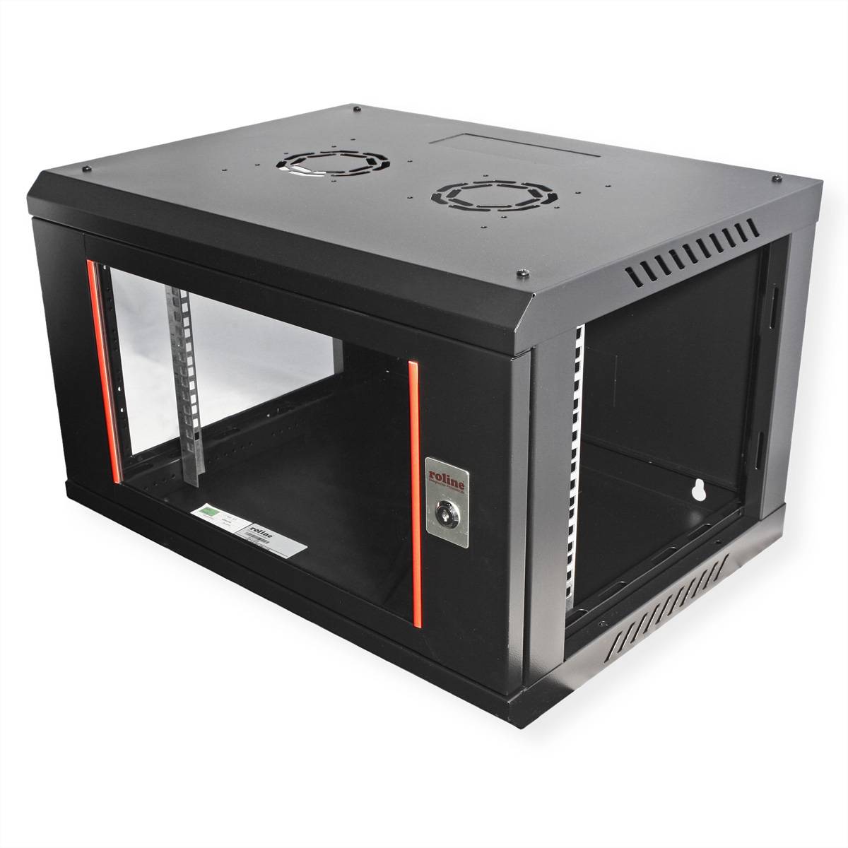 Roline Basic Plus - Gehäuse Netzwerkschrank - 600x450 BxT - geeignet für Wandmontage - Jet Black, RAL 9005 - 6U - 48.3 c