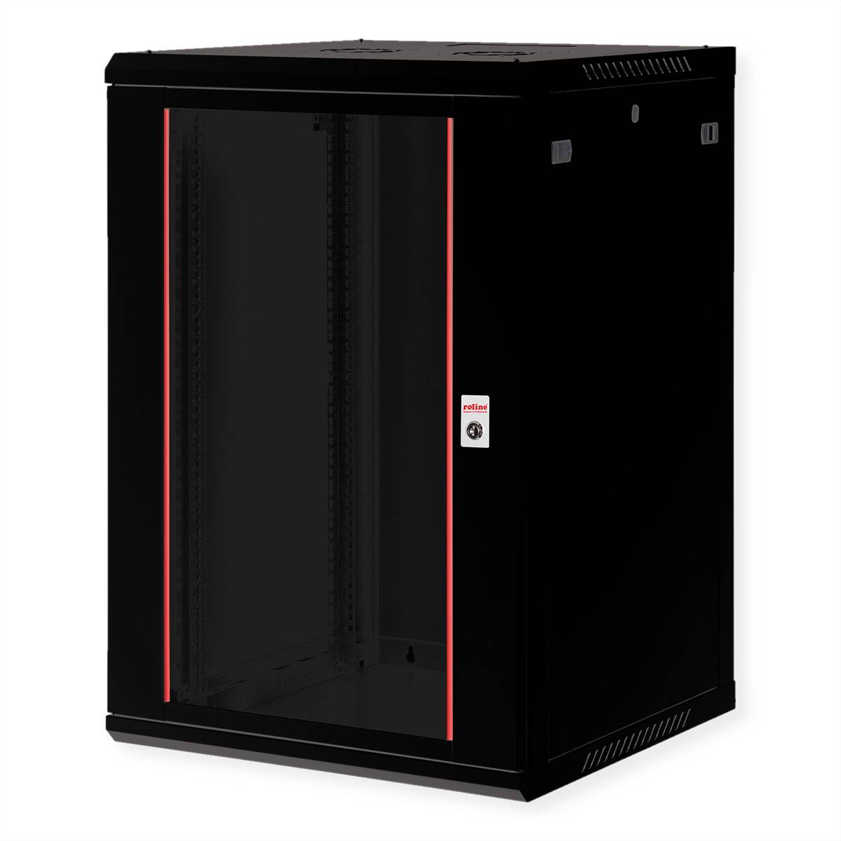 Roline Basic Plus - Gehäuse Netzwerkschrank - 600x600 BxT - geeignet für Wandmontage - Jet Black, RAL 9005 - 18U - 48.3