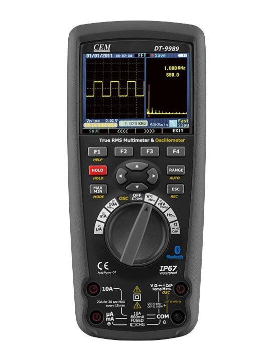 CEM Multimeter/Oszilloskop DT-9989 für Industrie, True-RMS, 1000V (50000 count) für AC/DC Spannung, Strom, Widerstand, Diode, Kontinuität und Kapa