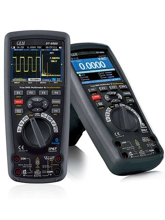 CEM Multimeter/Oszilloskop DT-9989 für Industrie, True-RMS, 1000V (50000 count) für AC/DC Spannung, Strom, Widerstand, Diode, Kontinuität und Kapa