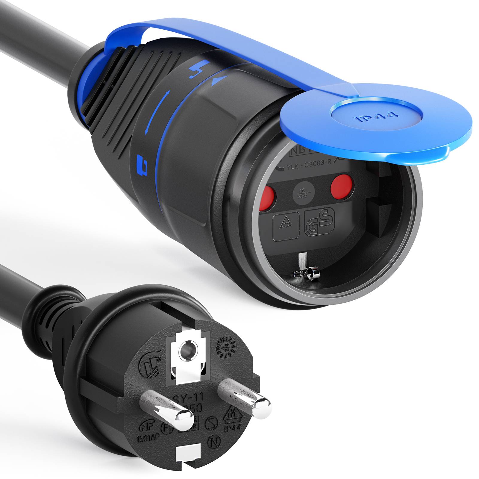 hb-digital 5m Strom Verlängerungskabel für Außenbereich H07RN-F Outdoor IP44 Sicherheitsverschluß