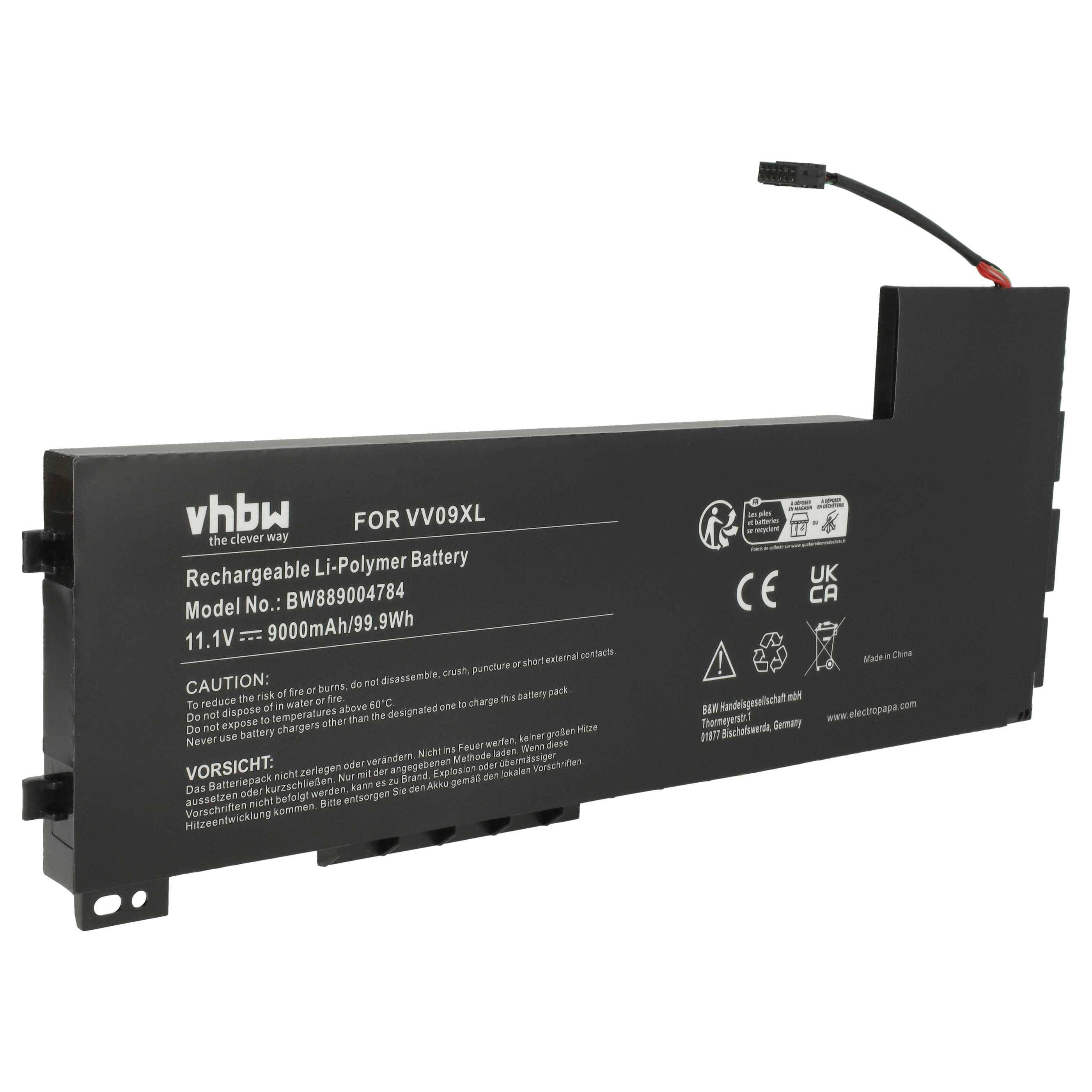 vhbw Akku kompatibel mit HP ZBook 15 G3 T7V55EA, T7V56ET, T7V52EA, T7V52ET, T7V53EA, T7V54EA Notebook (9000 mAh, 11,1 V, Li-Ion)