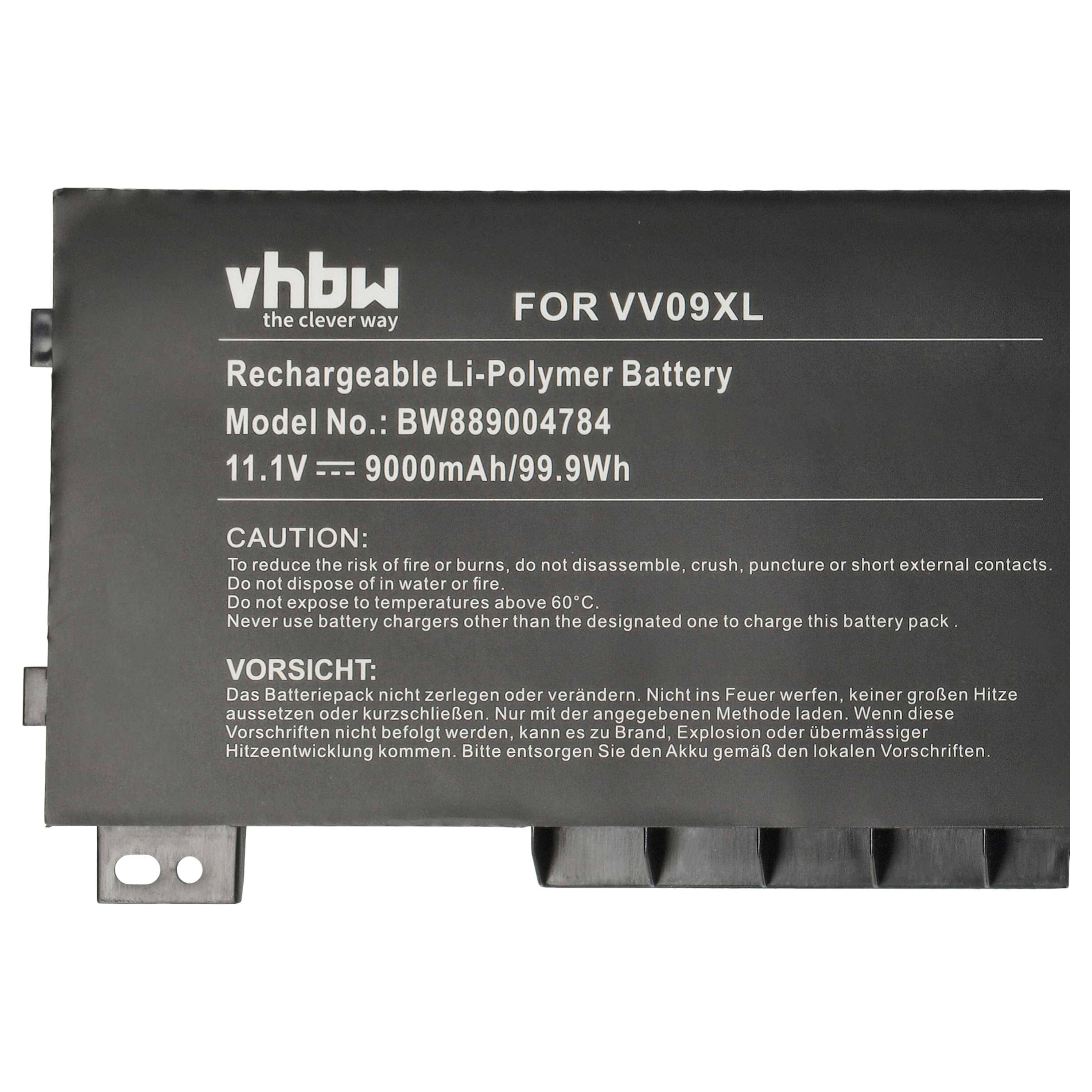 vhbw Akku Ersatz für HSTNN-DB7D, VV09090XL, VV09XL, 808452-002, HSTNN-C87C für Notebook (9000 mAh, 11,1 V, Li-Ion)