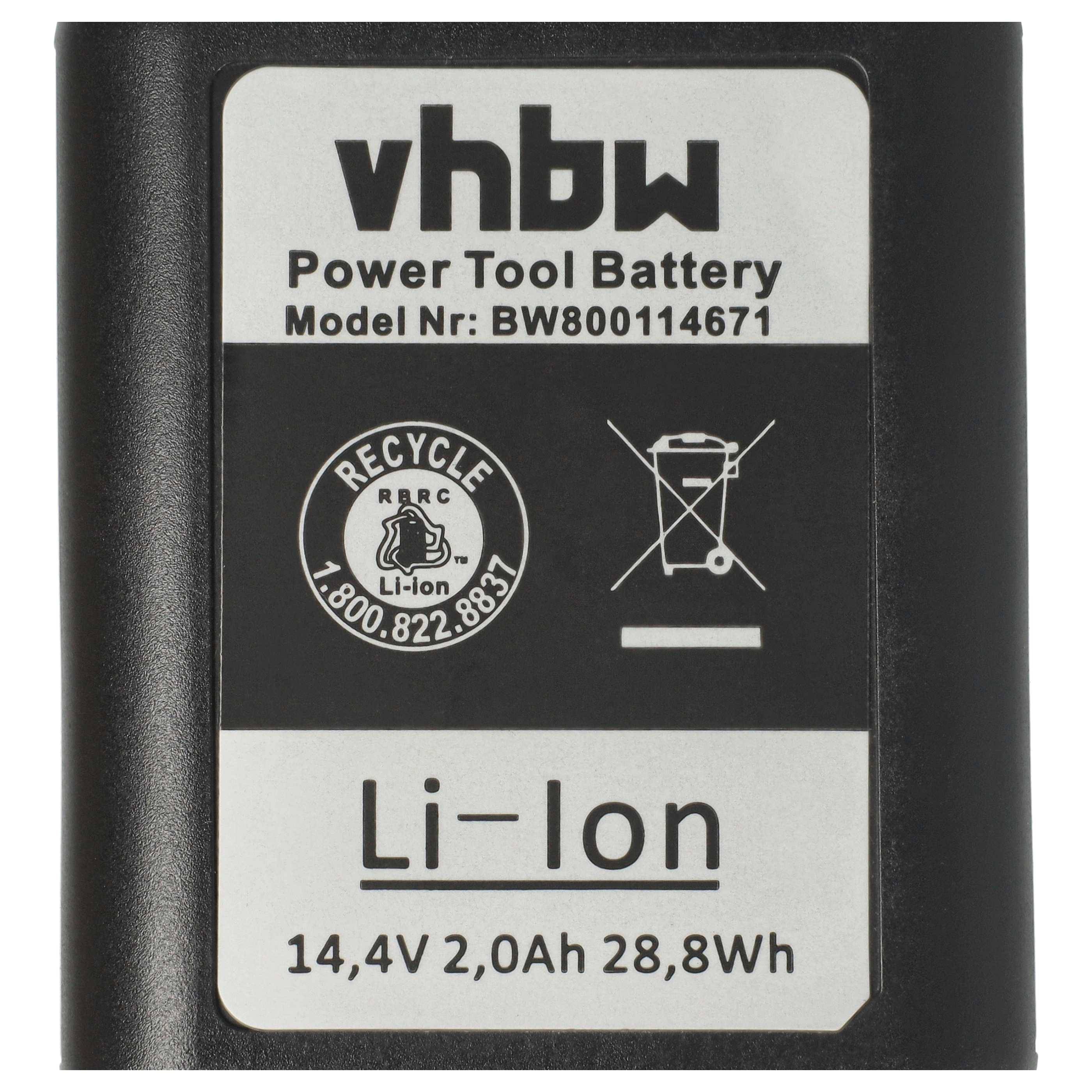 vhbw 1x Akku kompatibel mit Würth ANG 14, ANG 310 Werkzeug, Blindniet-Setzgerät (2000 mAh, Li-Ion, 14,4 V)
