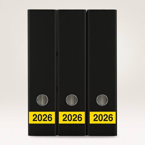 Etikett 60x24mm Jahreszahlen 2026 gelb 100 Stück