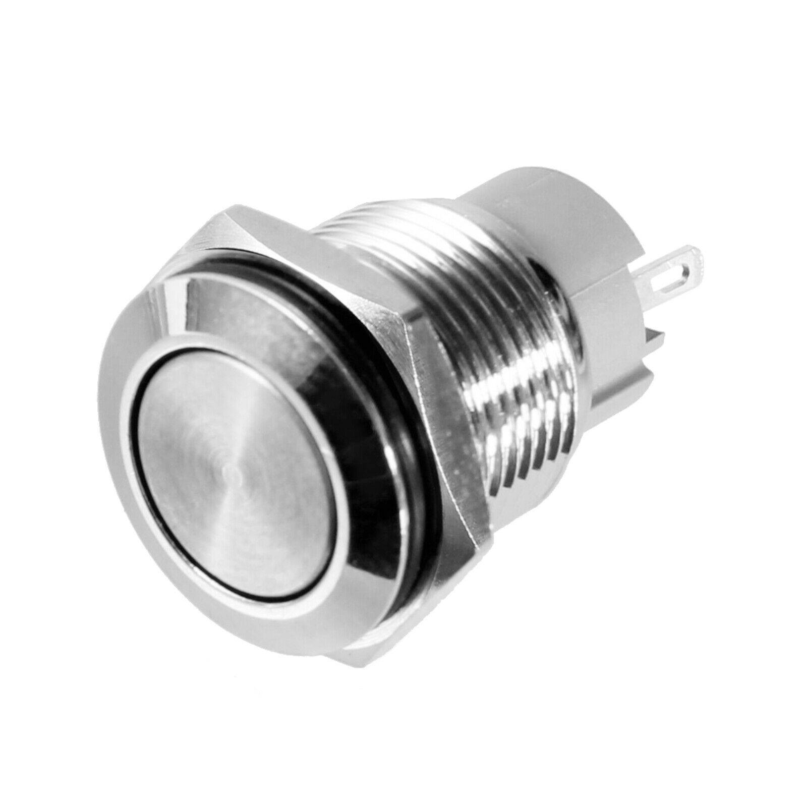Drucktaster Druckschalter Klingeltaster Schließer IP67 Silber Kontakte Edelstahl Schalter Ø16mm