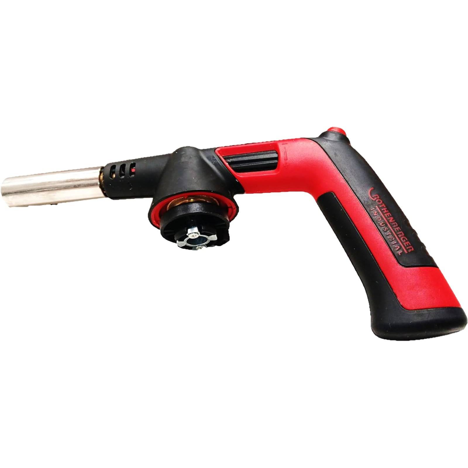 Ein Bernzomatic Micro-Brenner mit schwarzem und rotem Griff, ausgestattet mit verstellbarer Flammenregelung und entwickelt für präzise Heizaufgaben.