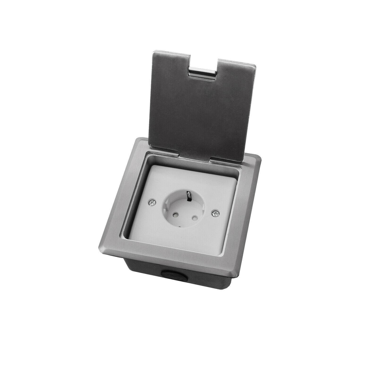 Edelstahl Einbausteckdose Tischsteckdose Bodensteckdose Fußboden Steckdose 1-Fach