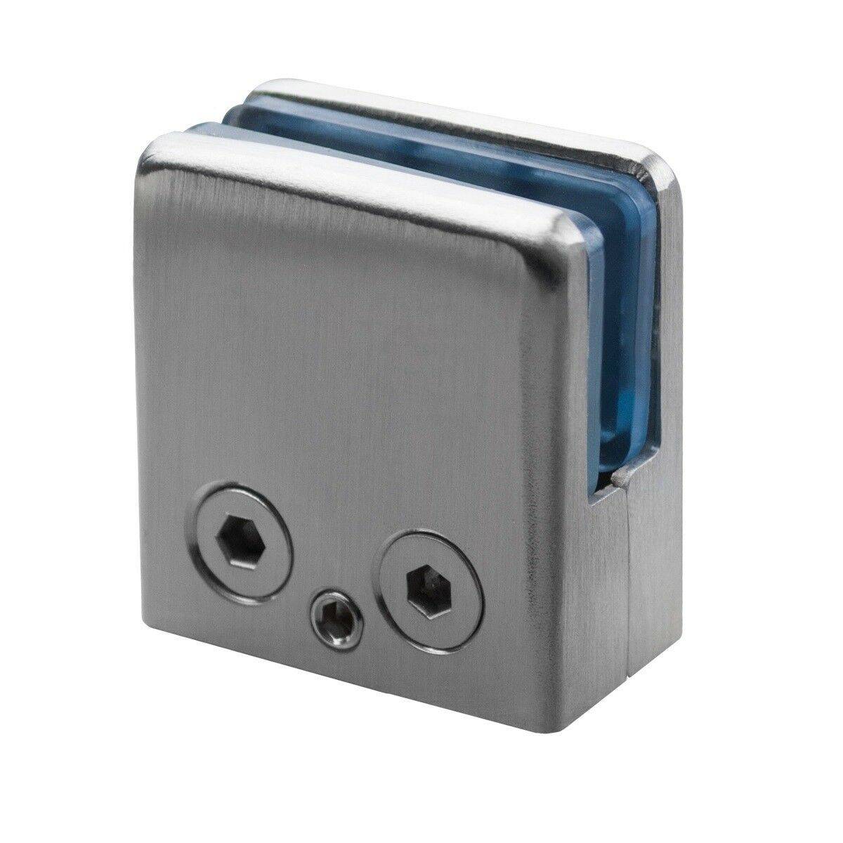 Edelstahl GLASHALTER 44x46mm 8mm 8,38mm 8,76mm Klemmhalter Glasklemme Flach