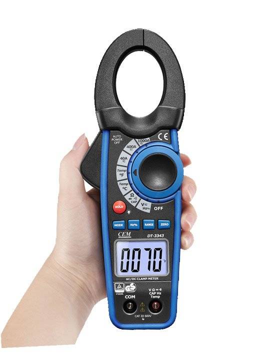 CEM Stromzange DT-3343T für Handwerk & Industrie, True RMS, 1000A , 600V. Zangenöffnung 30mm