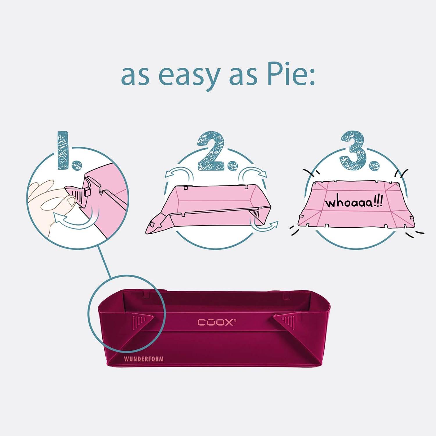 coox WUNDERFORM Basic M Dunkelrot faltbare Kastenform Bckform Silikon