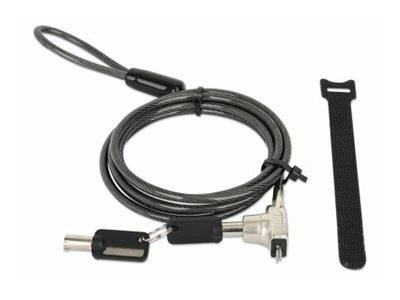 MANHATTAN Laptopschloss mit Schlüssel für Nano-Sicherheitsslot zwei Schlüssel 1,8m Stahlkabel transparent-schwarzer Kunststoffmantel