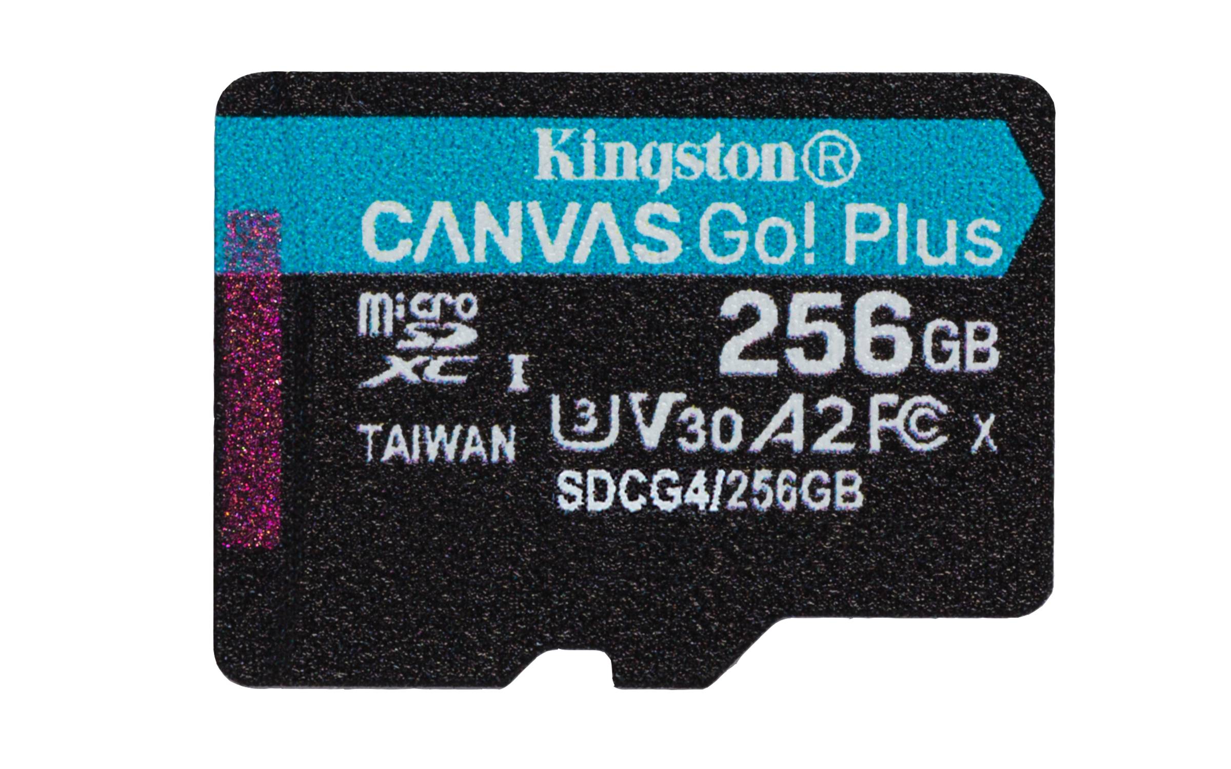 Kingston Canvas Go! Plus 256GB Speicherkarte microSD-Etikett.