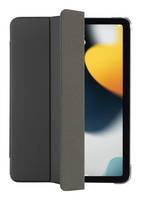 Ein Tablet mit schwarzem Cover ist teilweise offen und zeigt einen farbenfrohen Bildschirm mit abstrakten Formen.