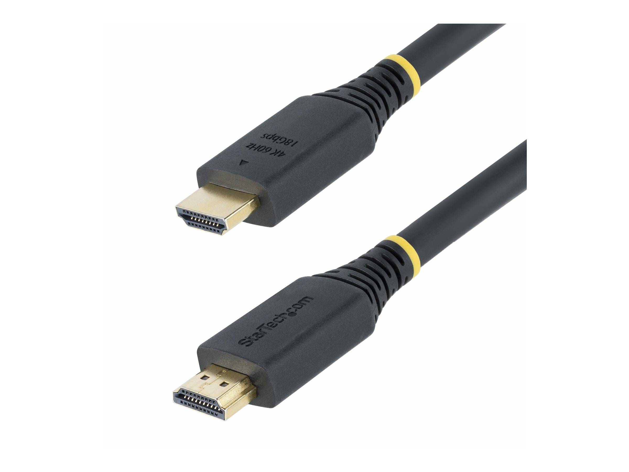 Zwei schwarze HDMI-Kabel mit vergoldeten Anschlüssen, gekennzeichnet mit ‚StarTech.com 4K60Hz'.