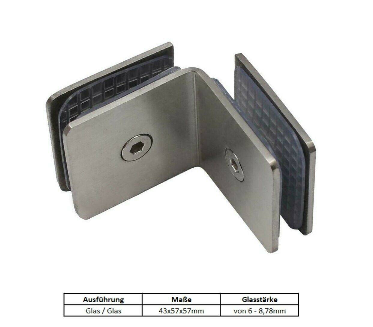 Edelstahl Glashalter 6mm 8mm 8,38mm 8,76mm Klemmhalter Glasklemme Glastüre Glas B