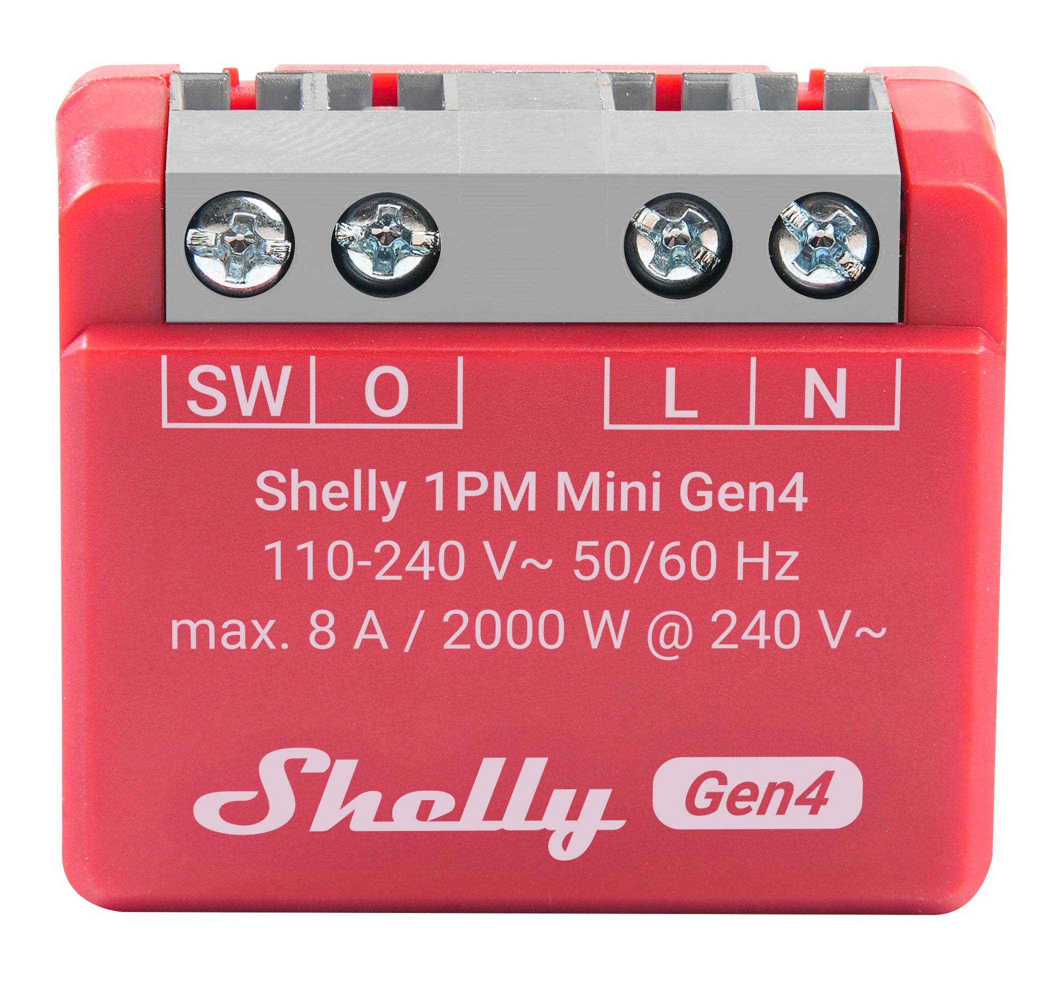 SHELLY Relais 1PM Mini Gen4, 8 A, WLAN, Bluetooth, rot