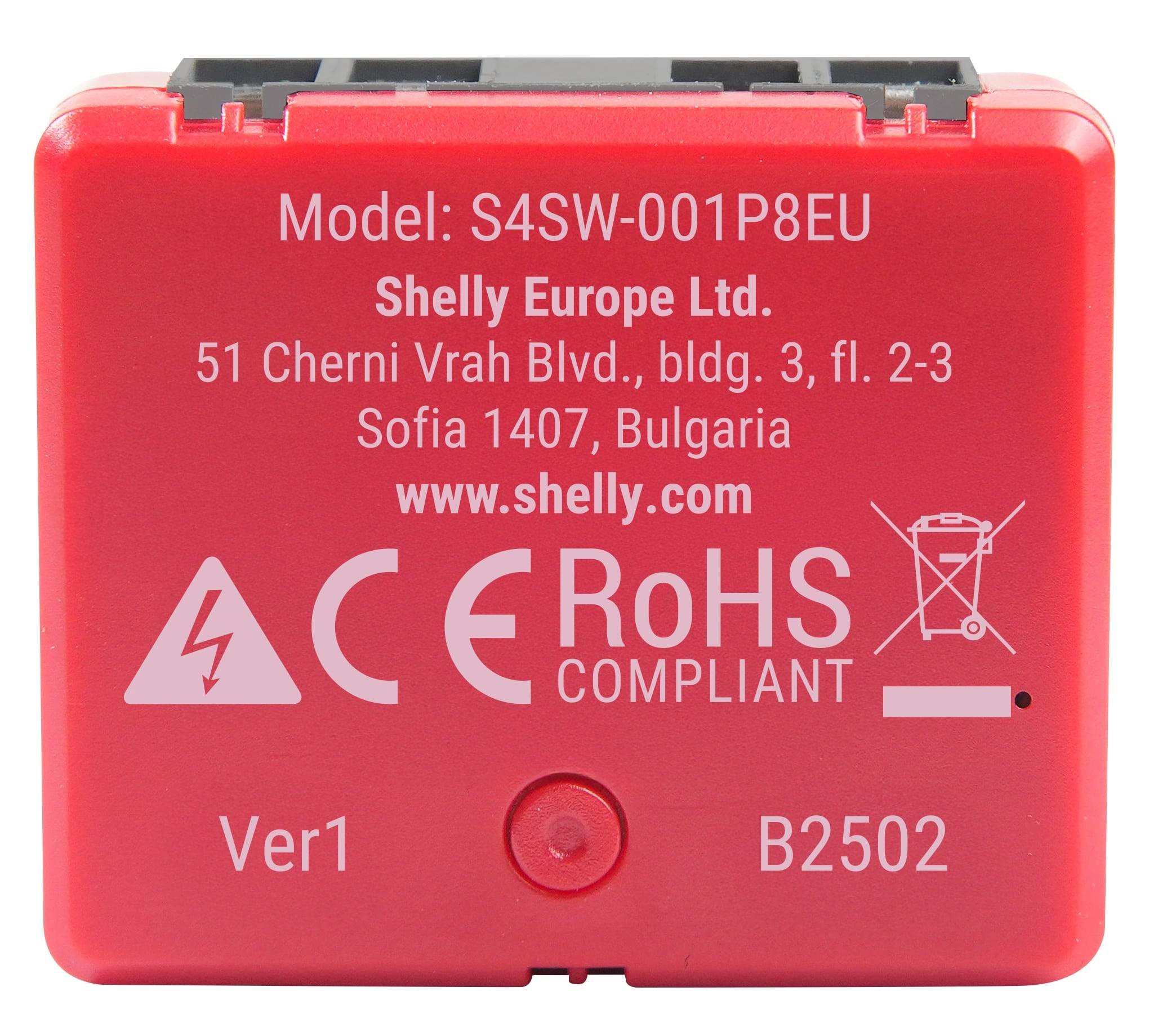 SHELLY Relais 1PM Mini Gen4, 8 A, WLAN, Bluetooth, rot