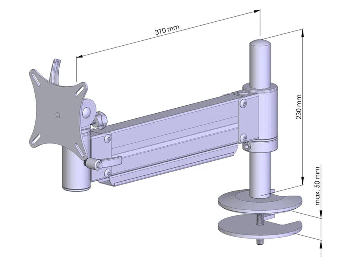 TFT-Lift Monitorhalter für 1 Bildschirm Einbauadapter mit Kabelauslass (MA) - 17"-32"