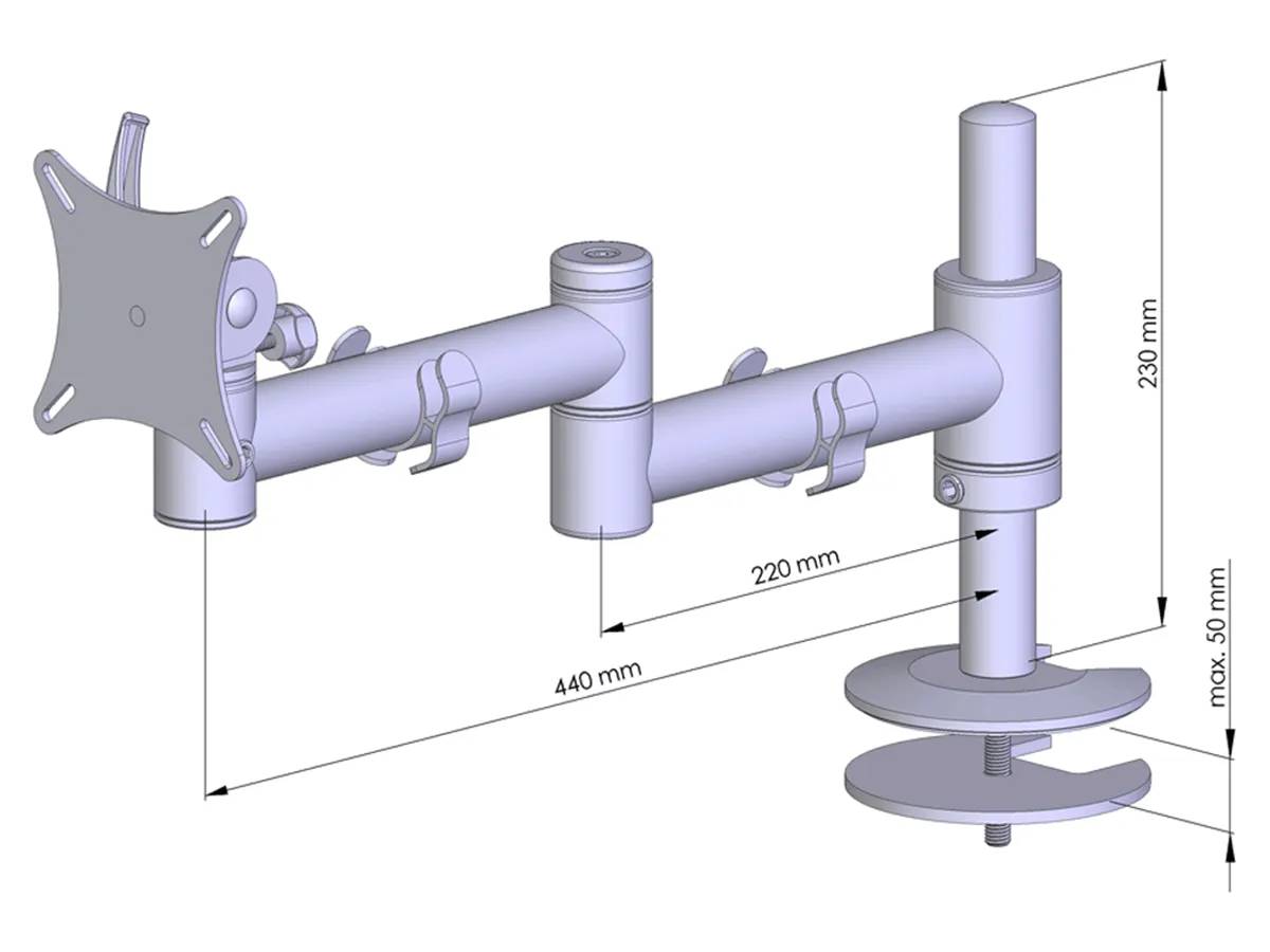 TFT-Vario Monitorhalter für 1 Bildschirm Einbauadapter mit Kabelauslass (MA) - 17"-24"