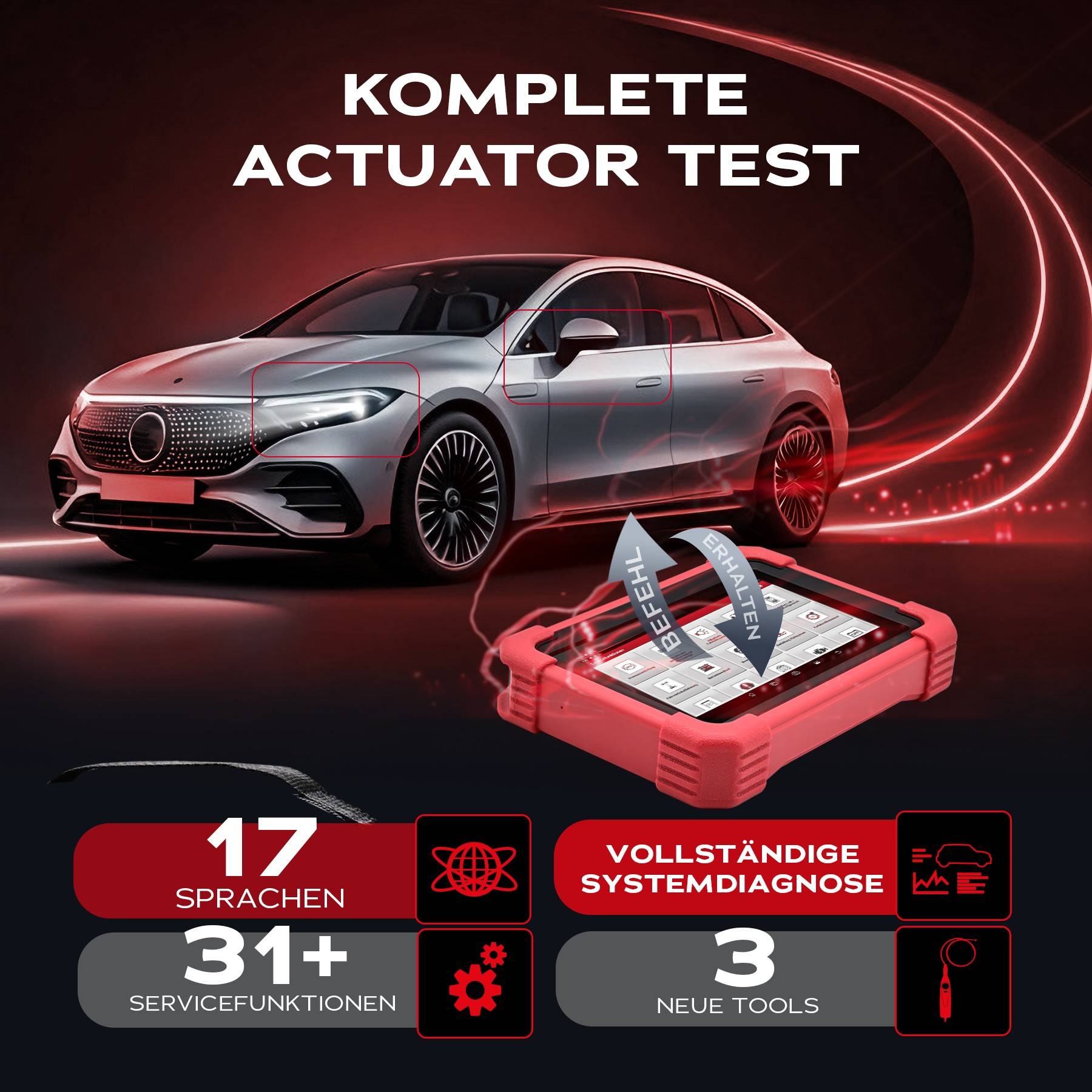 LAUNCH CRP 919MAX KFZ OBD2 Diagnosegerät alle Steuergerät ECU Codierung, Aktive Test und Bluetooth Adapter + 31 Service Funktionen