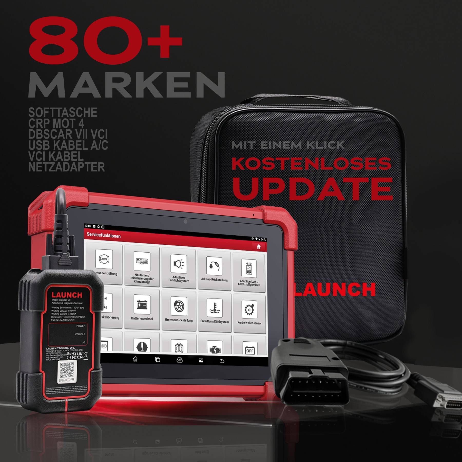 LAUNCH CRP 919MAX KFZ OBD2 Diagnosegerät alle Steuergerät ECU Codierung, Aktive Test und Bluetooth Adapter + 31 Service Funktionen