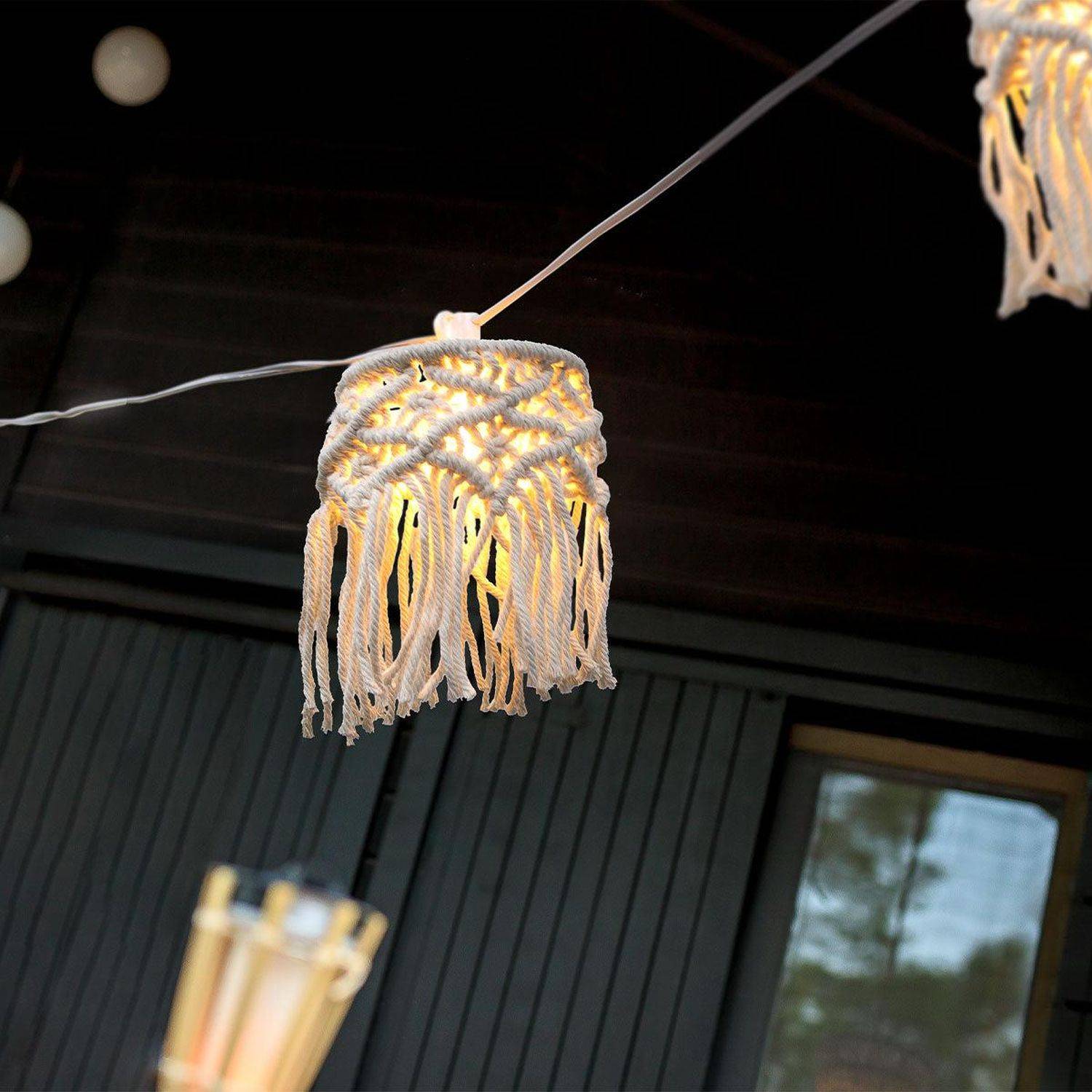 Licht-Erlebnisse LE126703 Kani Solar IP44 2700 K 280 lm E12 aus Metall Kunststoff Baumwolle in Weiß