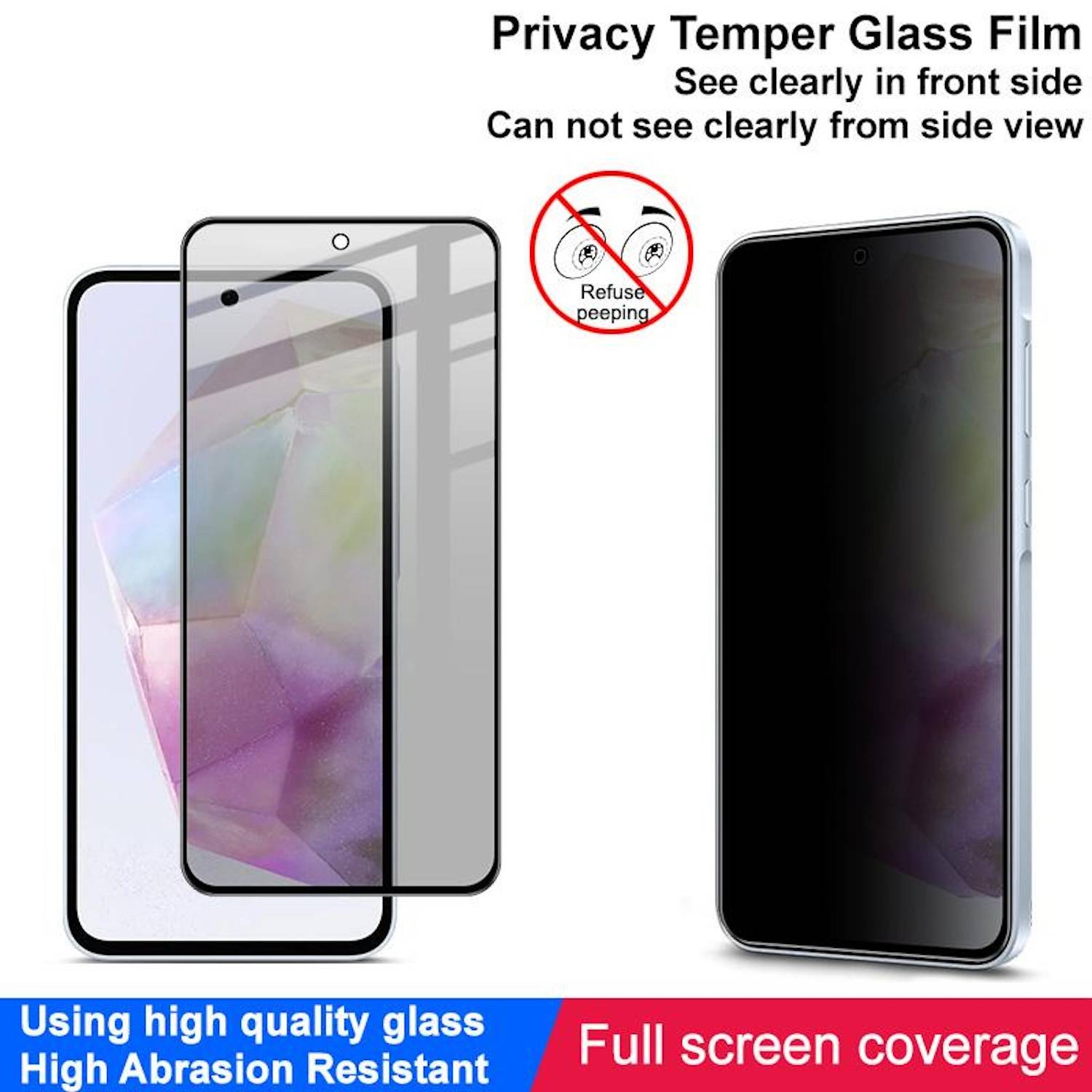 Für Xiaomi Poco X7 Pro 5G / Redmi Turbo 4 1x 2.5D 0,26mm Privacy Display H9 Hart Glas Schutz