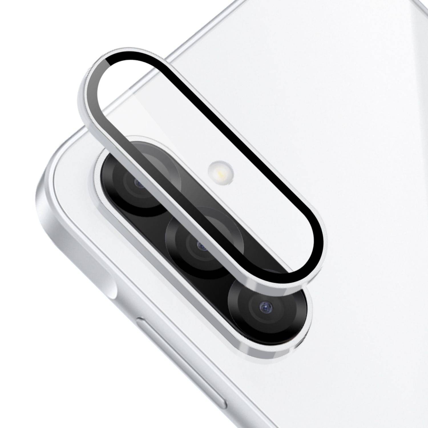 Für Samsung Galaxy A26 / A36 / A56 Aluminium Schutz Ring Kamera + H9 Tempered Hart Glas Silver