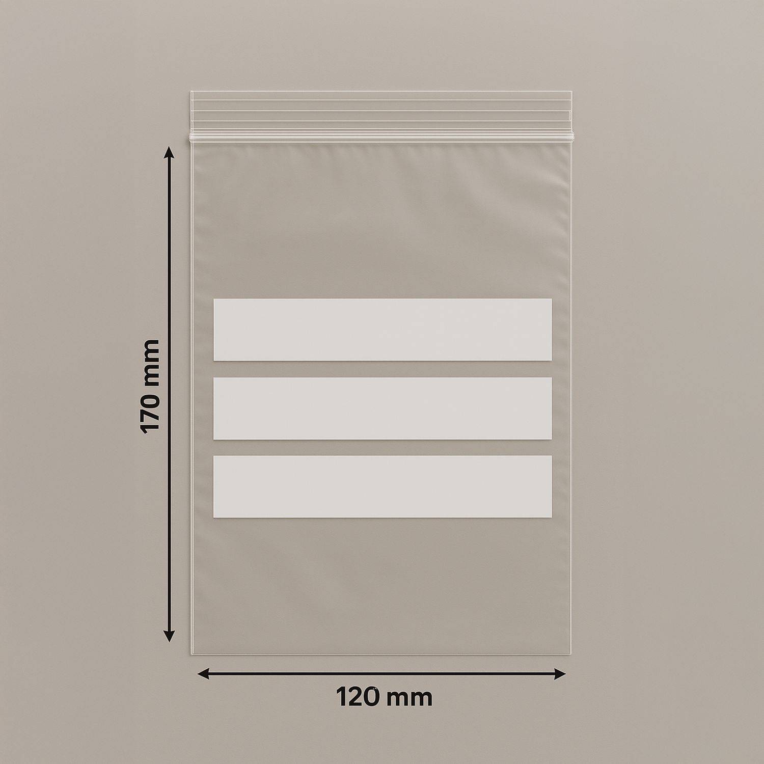 LDPE Schnellverschlussbeutel 120x170 mm mit Schreibfeldern – transparent/
