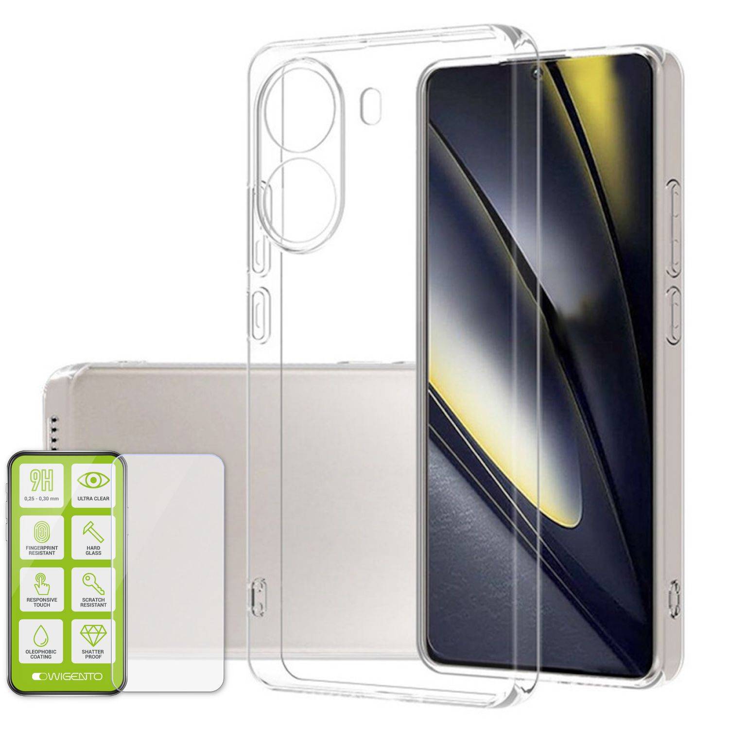 Für Xiaomi Poco X7 Pro 5G / Redmi Turbo 4 Silikon TPU Schutz Hülle Transparent + H9 Hart Glas