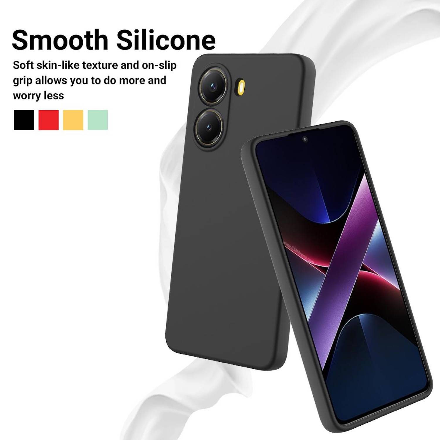 Für Xiaomi Poco X7 Pro 5G / Redmi Turbo 4 Silikon TPU Schutz Handy Hülle Schwarz + H9 Hart Glas Folie