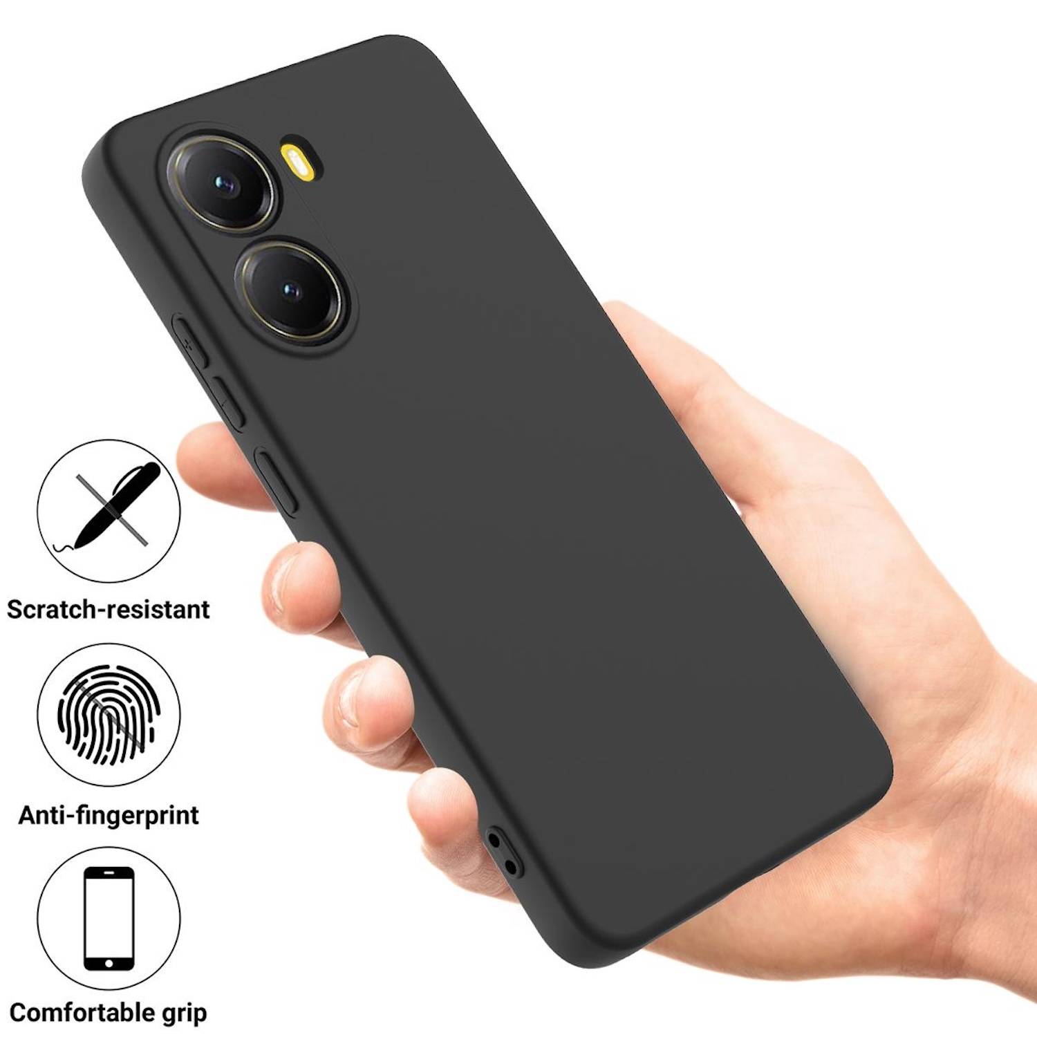 Für Xiaomi Poco X7 Pro 5G / Redmi Turbo 4 Silikon TPU Schutz Handy Hülle Schwarz + H9 Hart Glas Folie