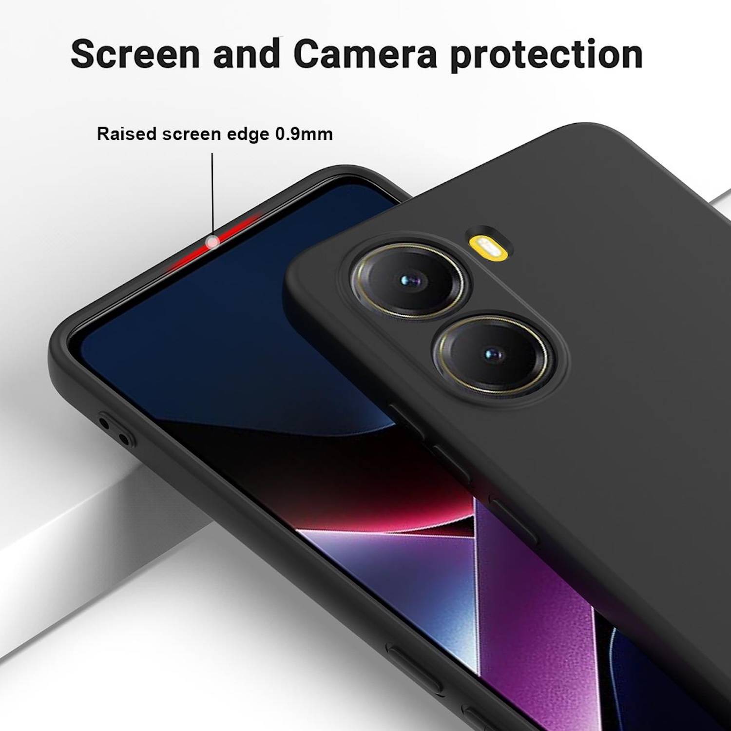 Für Xiaomi Poco X7 Pro 5G / Redmi Turbo 4 Silikon TPU Schutz Handy Hülle Schwarz + H9 Hart Glas Folie