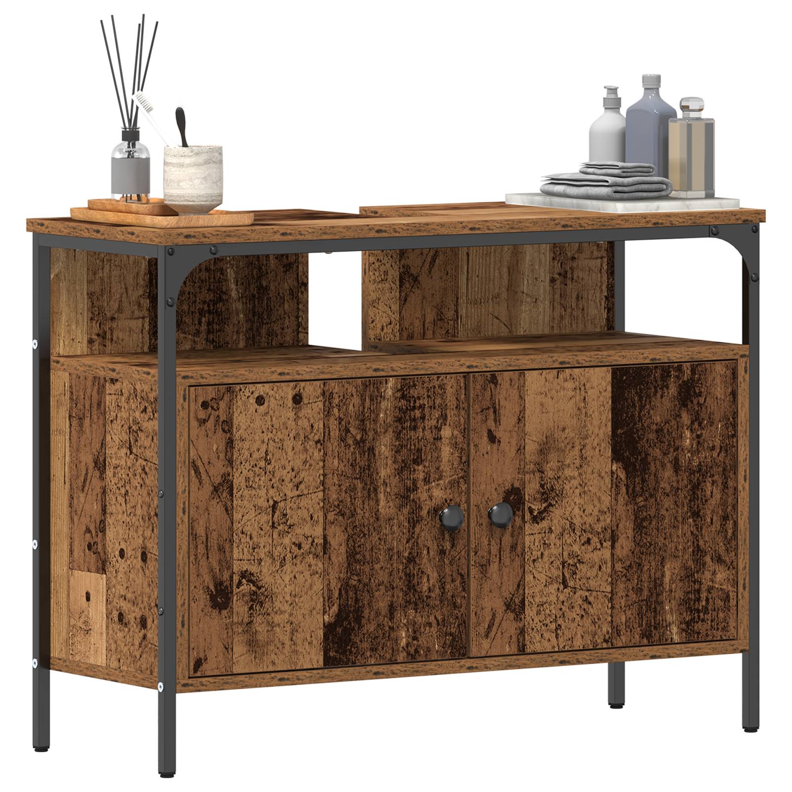 vidaXL Waschbeckenunterschrank Altholz 80x30x60 cm Holzwerkstoff