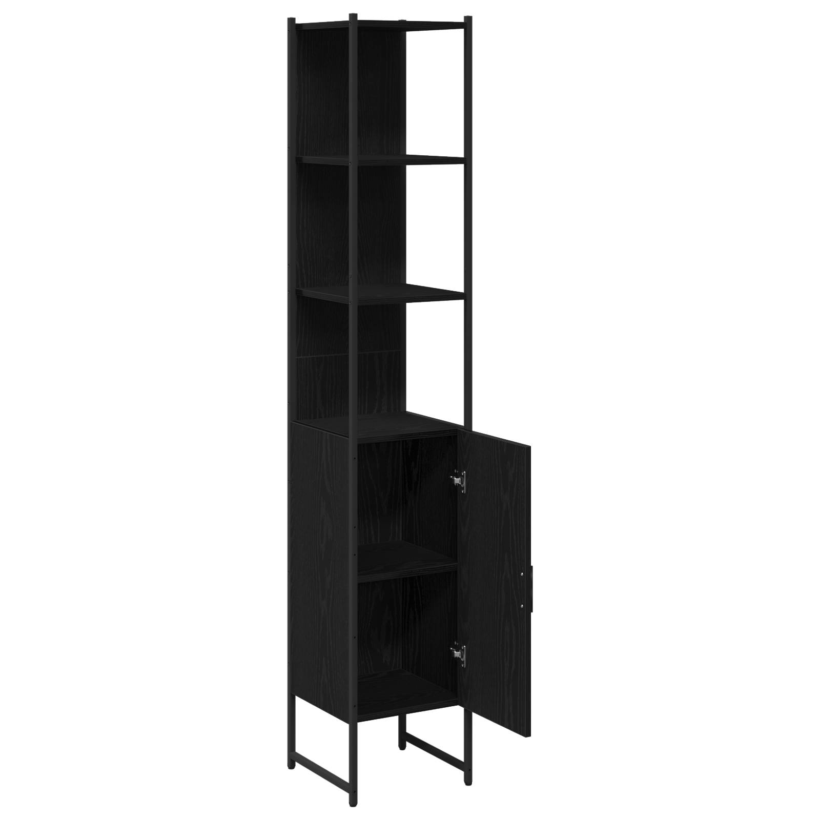 vidaXL Badschrank Schwarz Eiche 33x33x185,5 cm Holzwerkstoff