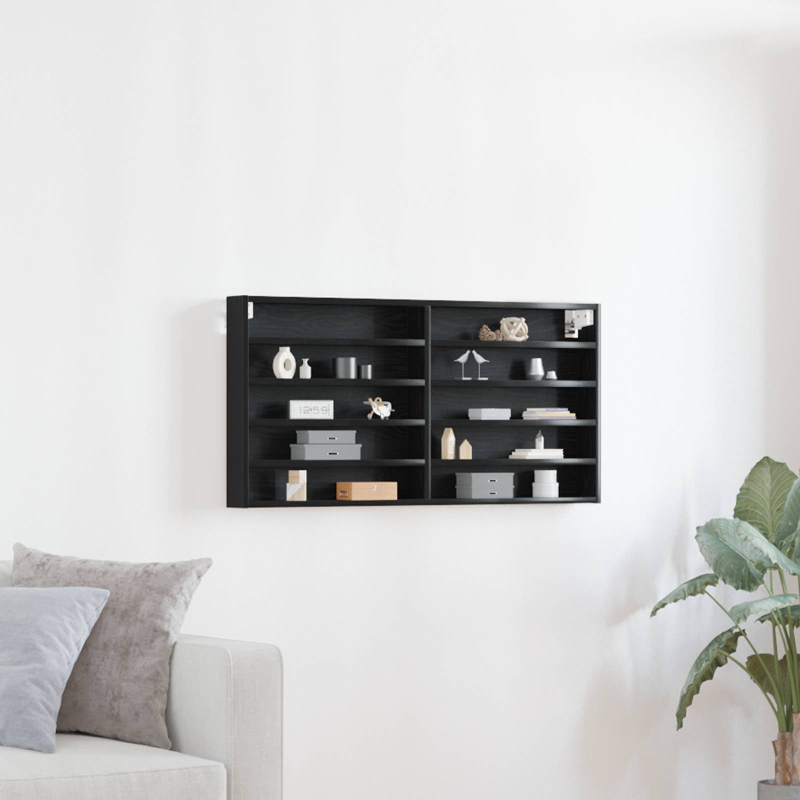 vidaXL Wandvitrine Schwarz Eiche Holzwerkstoff