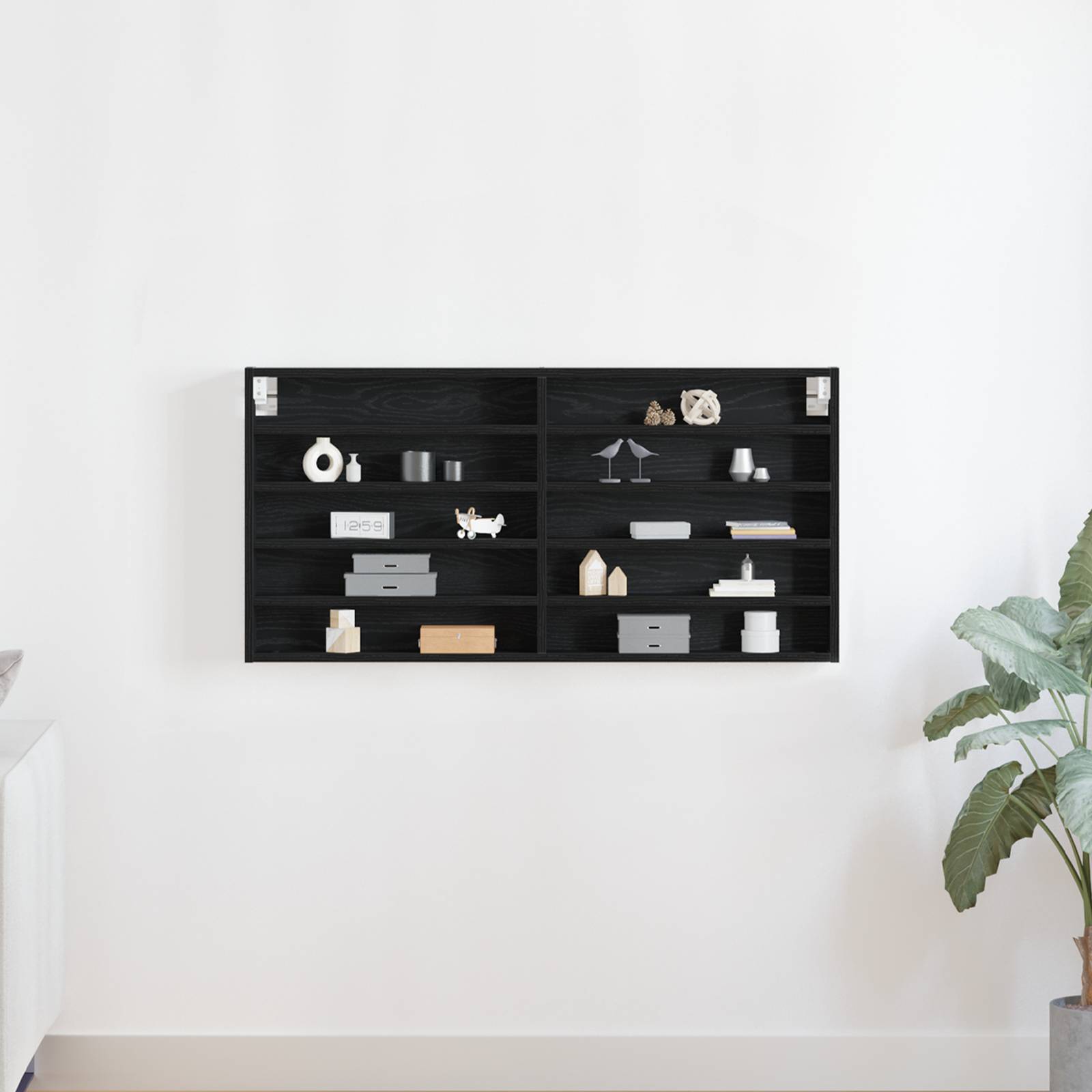 vidaXL Wandvitrine Schwarz Eiche Holzwerkstoff